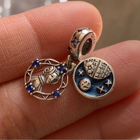 NWOT Star Wars Princess Leia Double Dangle Charm Sterling Silver 925 - Picture 1 of 7